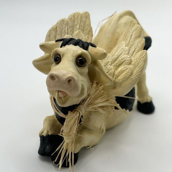 Holy Cow! 1994 Pete Apsit Angel Cow Figurine Folk Art Sculpture 4.25” - Picture 7 of 8